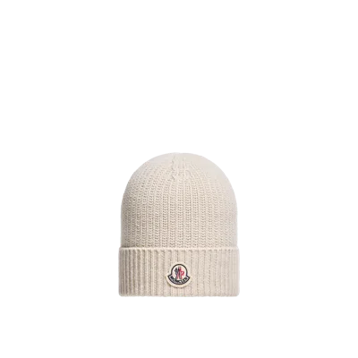 Moncler Tricot Wool Blend Beanie, Men, Beige, Size: One Size