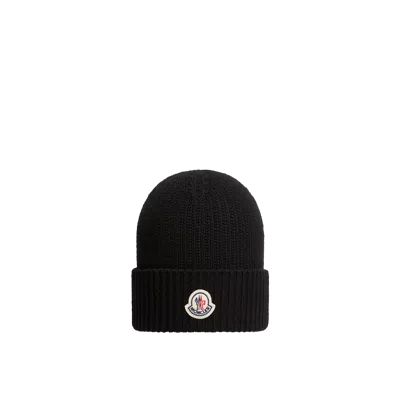 Moncler Tricot Wool Blend Beanie, Men, Black, Size: One Size