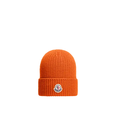 Moncler Tricot Wool Blend Beanie In Gold