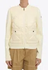 Moncler Womens Miscellaneous Hybrid Logo-badge Nylon And Cotton-knit Cardigan Xl In Neutral