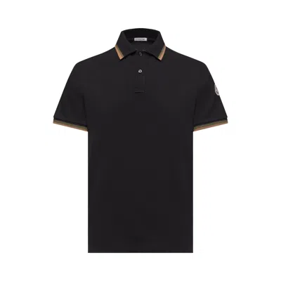 Pre-owned Moncler Trim Detail Short-sleeve Polo Shirt 'black' | Men's Size L
