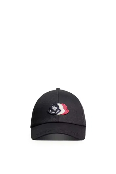 Moncler Triple Logo Cap In Black