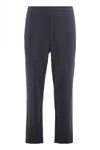 Moncler Cotton Blend Trousers Elastic Waist In Black