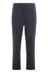 Moncler Cotton Blend Trousers Elastic Waist In Blue