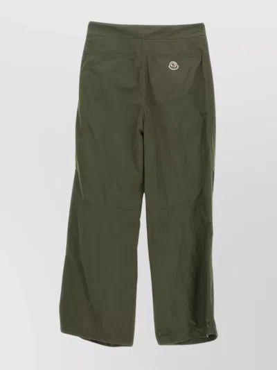 Moncler Trousers Wide Leg Zipper Detail In Green