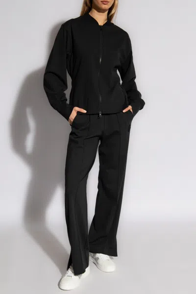 Moncler Trousers With Hem Slits In Navy Blue