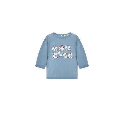 Moncler Kids' T-shirt À Manches Longues En Coton Mélangé, Garçons, Bleu, Taille: 3a In Blue