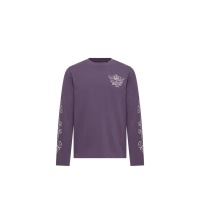 Moncler Logo Motif Cotton Long Sleeve T-shirt In Purple