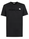 Moncler Men T-shirt With Flocked Cotton Logo In Black