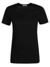Moncler Women Black T-shirt With Rhinestone Logo In Cotton Woman In Black