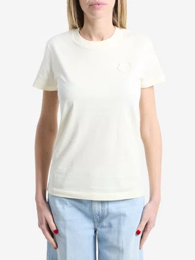 Moncler Tshirt With Embroidered Logo In White