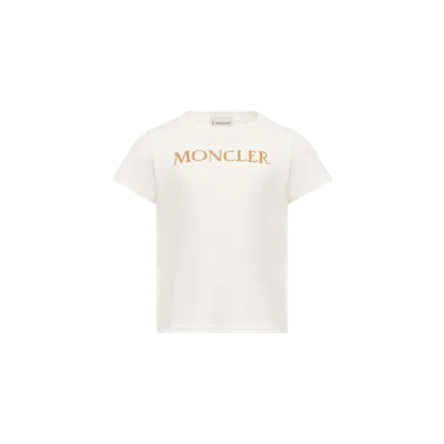 Moncler Kids' T-shirt En Coton À Logo Brodé, Filles, Blanc, Taille: 8a In White
