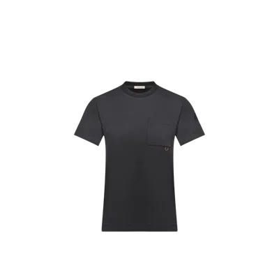 Moncler T-shirt En Coton À Logo En Métal, Femme, Bleu, Taille: Xl In Black