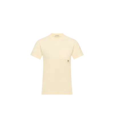 Moncler T-shirt En Coton À Logo En Métal, Femme, Jaune, Taille: S In Yellow