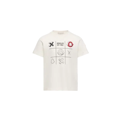 Moncler Kids' T-shirt En Jersey De Coton À Imprimé Morpion, Garçons, Blanc, Taille: 8a In Neutral