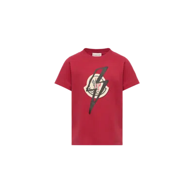 Moncler Kids' T-shirt En Jersey De Coton Imprimé, Garçons, Rouge, Taille: 10a In Red