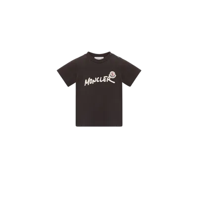 Moncler Kids' T-shirt En Jersey Stretch À Logo, Garçons, Noir, Taille: 12/18