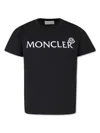 Moncler Cotton Jersey T-shirt With Logo Print Kids In Black