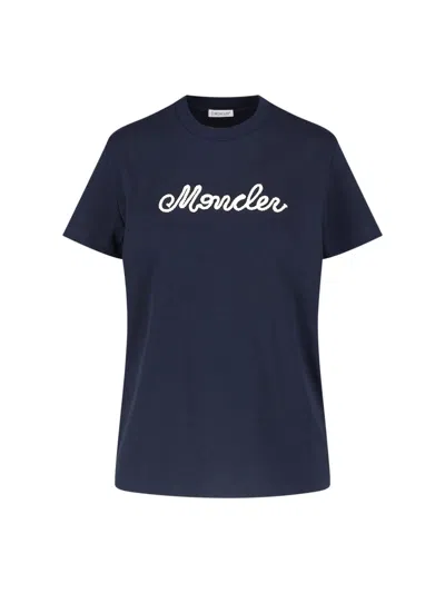 Moncler T-shirt Logo In Blue