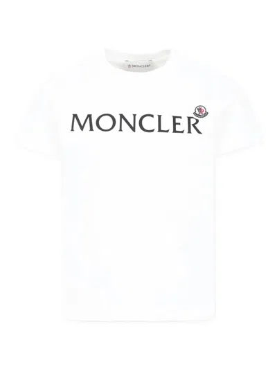 Moncler Kids' Logo T-shirt In White