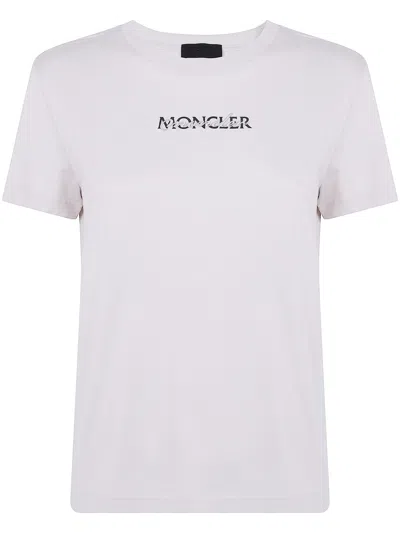 Moncler Short Sleeve T Shirt Embroidered Logo In White
