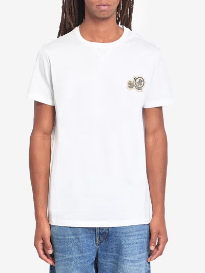 MONCLER TSHIRT WITH DOUBLE LOGO PATCHES
