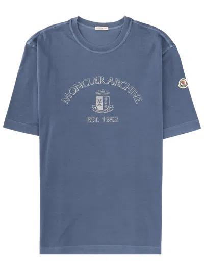 Moncler Logo-printed Crewneck T-shirt In Blue