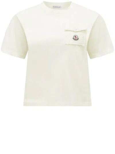 Moncler Tshirt With Patch Pocket In White