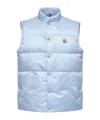 Moncler Baby Bernard Quilted Down Vest With High Collar In Blue