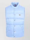 Moncler Baby Bernard Quilted Down Vest With High Collar In Blue