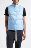 Moncler Baby Bernard Quilted Down Vest With High Collar In Blue
