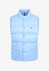 Moncler Baby Bernard Quilted Down Vest With High Collar In Blue