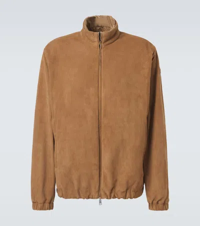 Moncler Turbat Reversible Suede Jacket In Brown