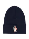 Moncler Grenoble Logo Patch Knitted Beanie In Blue