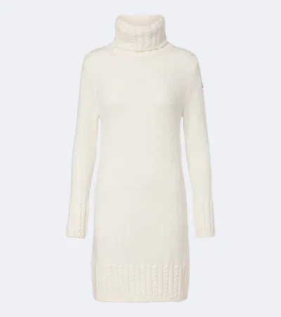 Moncler Turtleneck Alpaca And Wool-blend Minidress In White