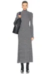 Moncler Ribbed-knit Virgin Wool Maxi Dress In Light Grey
