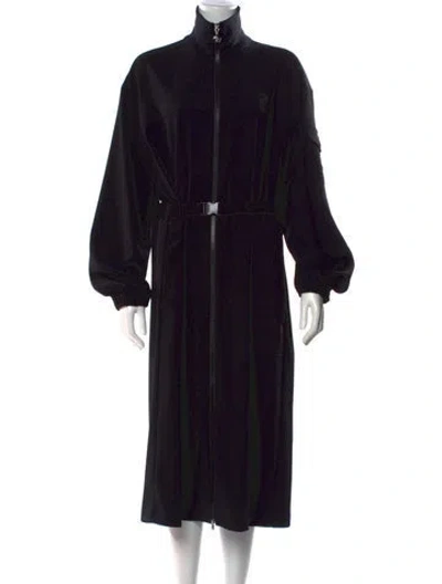 Pre-owned Moncler Turtleneck Long Dress In Black