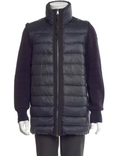 Pre-owned Moncler Turtleneck Long Sleeve Cardigan In Blue