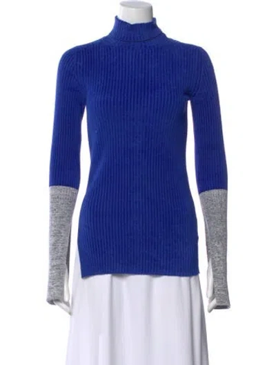 Pre-owned Moncler Turtleneck Long Sleeve Top In Blue
