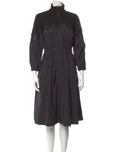 Pre-owned Moncler Turtleneck Midi Length Dress In Black