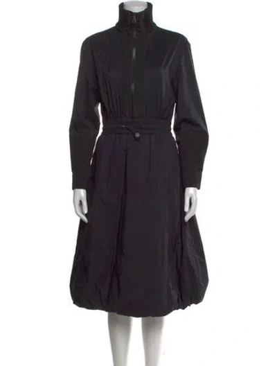 Pre-owned Moncler Turtleneck Midi Length Dress In Black
