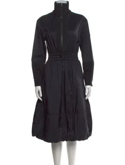 Pre-owned Moncler Turtleneck Midi Length Dress In Black