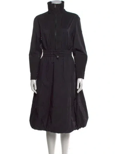 Pre-owned Moncler Turtleneck Midi Length Dress In Black