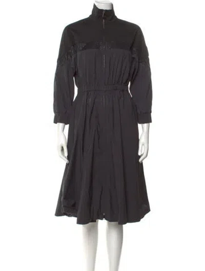 Pre-owned Moncler Turtleneck Midi Length Dress In Gray