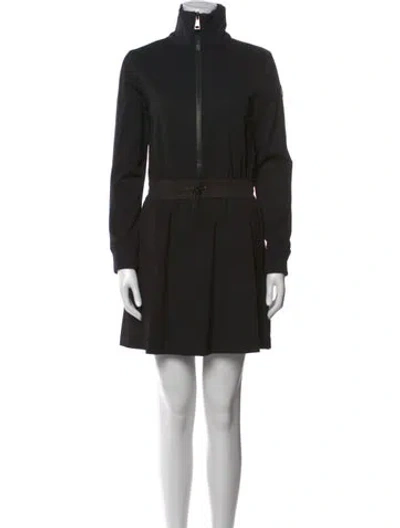 Pre-owned Moncler Turtleneck Mini Dress In Black