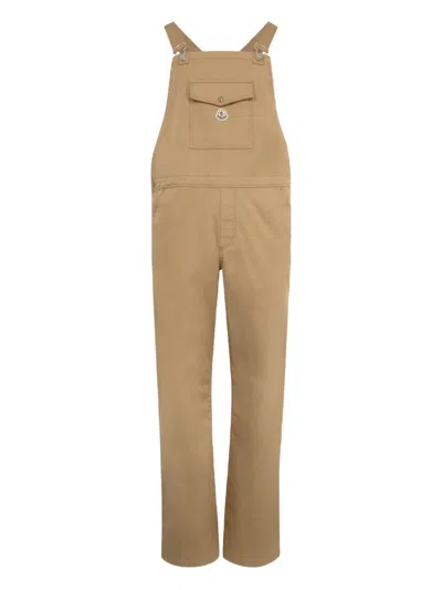 Moncler Tuta Gabardine Dungarees In Neutrals