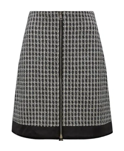 Moncler Tweed A-line Skirt In Black