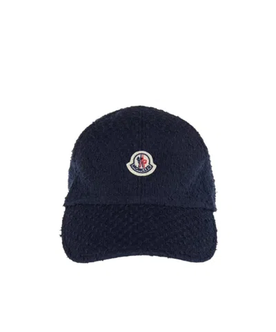 Moncler Tweed Baseball Cap In Black