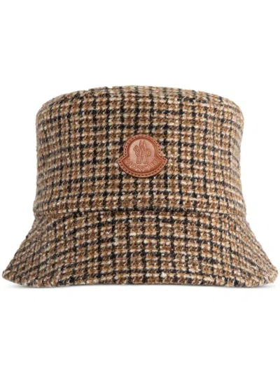 Moncler Tweed Bucket Hat In Brown