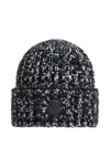 Moncler Tweed Logo-patch Beanie In Black